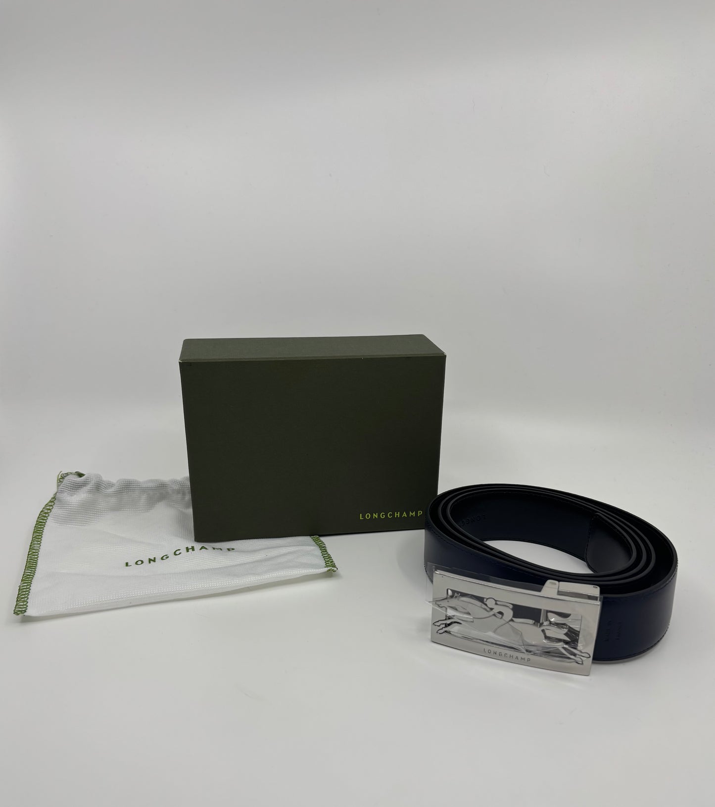 Cinturón reversible Delta Box Cuero Negro/Azuk marino Longchamp