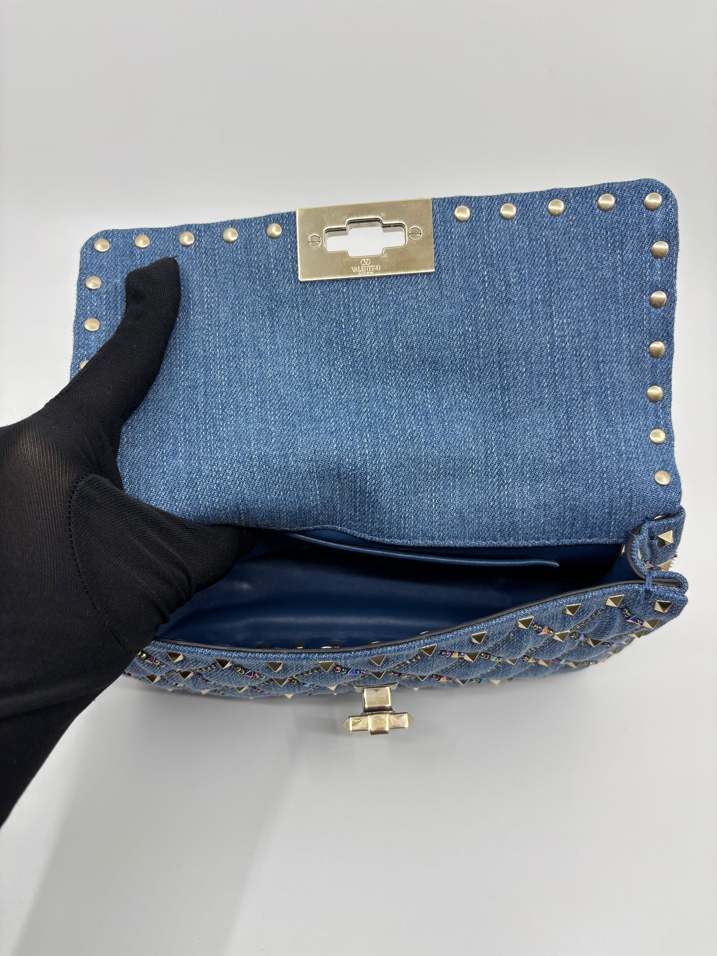 Bolso Valentino Garavani Rockstud Spike Small Denim