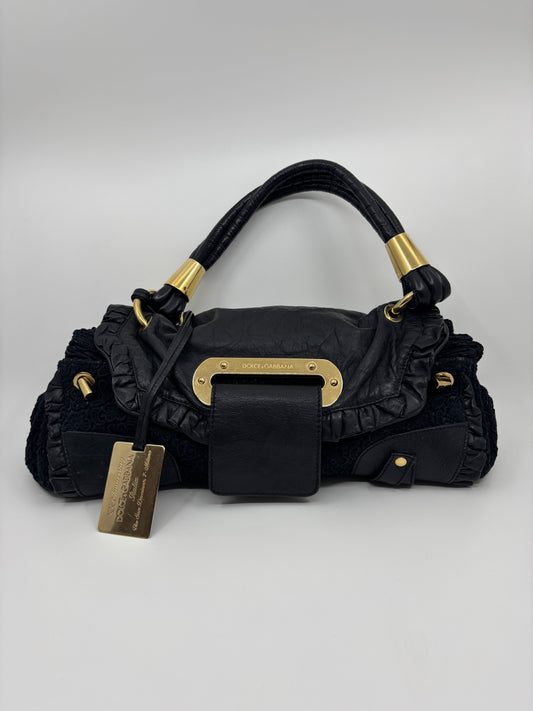 Bolso piel y encaje