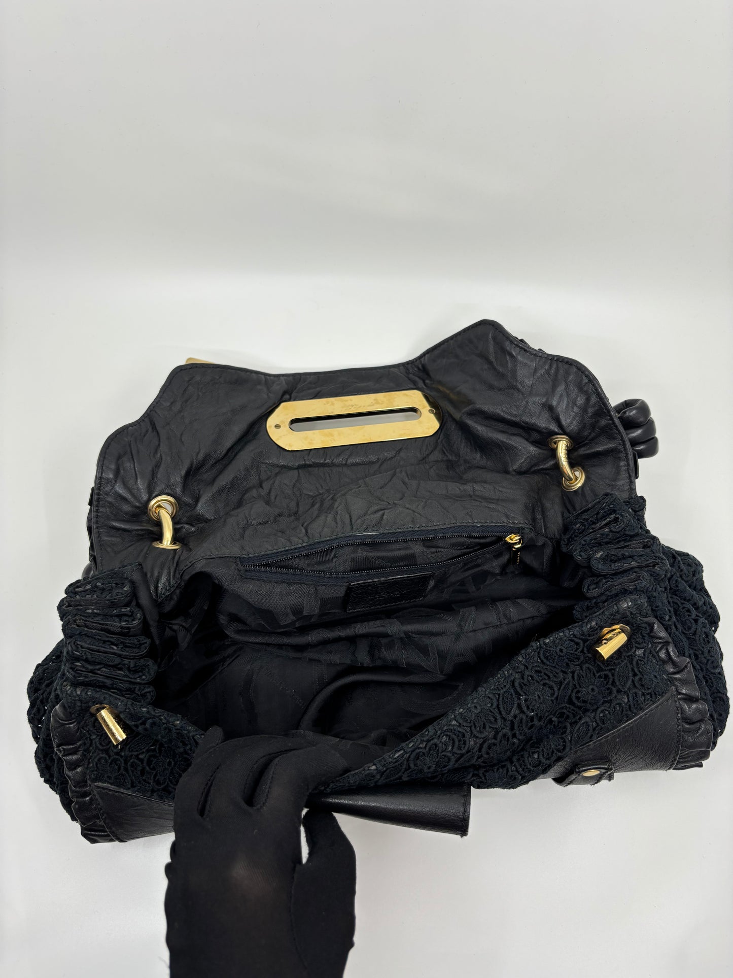Bolso piel y encaje